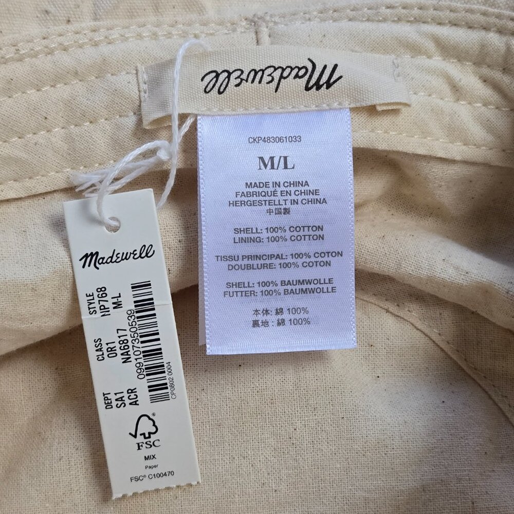 NWT Madewell Unbleached Cotton Bucket Sun Hat - Picture 2 of 5